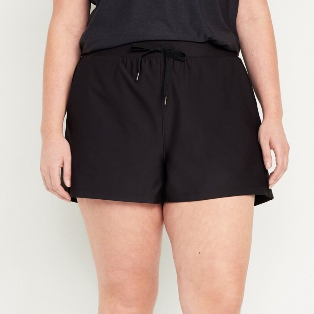 Old Navy Active Powersoft High Rise Go Dry Shorts Plus Size 3X Black Jack 807536